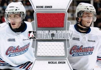 2011-12 In The Game Heroes and Prospects - Dual Jerseys Silver #DJ-14 Boone Jenner / Nicklas Jensen Front
