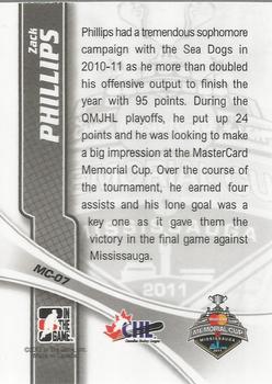 2011-12 In The Game Heroes and Prospects - Memorial Cup Champions #MC-07 Zack Phillips Back