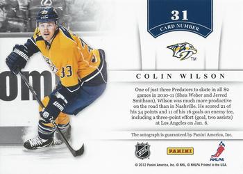 2011-12 Panini Contenders - NHL Ink #31 Colin Wilson Back
