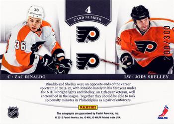 2011-12 Panini Contenders - NHL Ink Duals #4 Zac Rinaldo / Jody Shelley Back