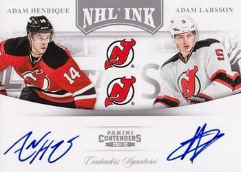 2011-12 Panini Contenders - NHL Ink Duals #6 Adam Henrique / Adam Larsson Front