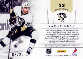 2011-12 Panini Contenders - NHL Ink Gold #53 James Neal Back
