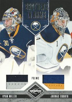 2011-12 Panini Limited - Brothers In Arms Materials Prime #17 Ryan Miller / Jhonas Enroth Front