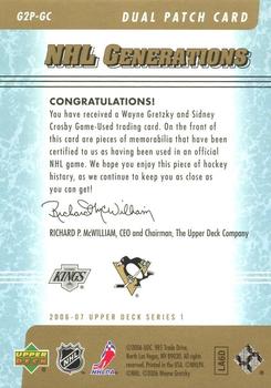 2006-07 Upper Deck - Generations Duals Patches #G2P-GC Sidney Crosby / Wayne Gretzky Back