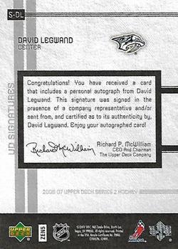 2006-07 Upper Deck - Signatures #S-DL David Legwand Back