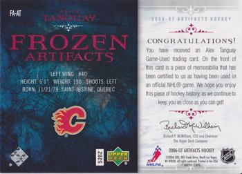 2006-07 Upper Deck Artifacts - Frozen Artifacts Red #FA-AT Alex Tanguay Back