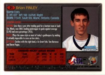 1998 Bowman Chrome CHL #21 Brian Finley Back