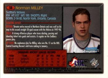 1998 Bowman Chrome CHL #38 Norm Milley Back