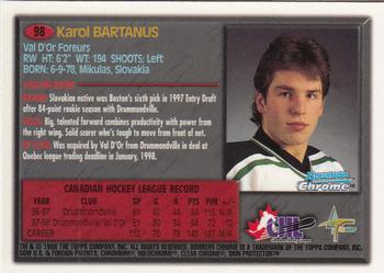 1998 Bowman Chrome CHL #98 Karol Bartanus Back