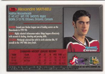 1998 Bowman Chrome CHL #115 Alexander Mathieu Back