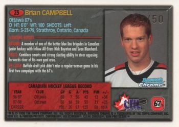 1998 Bowman Chrome CHL - Golden Anniversary #23 Brian Campbell Back