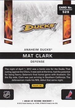 2012-13 Score #529 Mat Clark Back