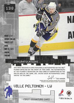 2002-03 Be a Player Signature Series - Autograph Buybacks 1999-00 Gold #138 Ville Peltonen Back