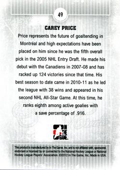 2012-13 In The Game Forever Rivals #49 Carey Price Back