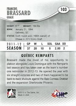 2012-13 In The Game Heroes and Prospects #103 Francois Brassard Back