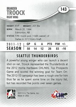 2012-13 In The Game Heroes and Prospects #143 Branden Troock Back