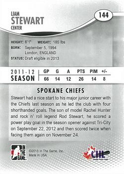 2012-13 In The Game Heroes and Prospects #144 Liam Stewart Back
