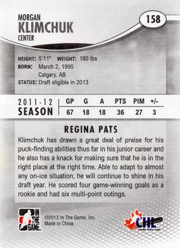 2012-13 In The Game Heroes and Prospects #158 Morgan Klimchuk Back