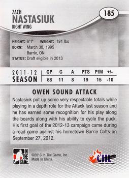2012-13 In The Game Heroes and Prospects #185 Zach Nastasiuk Back