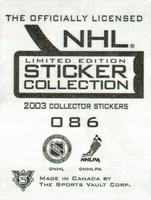 2003-04 Sports Vault NHL Stickers #086 Mark Messier Back