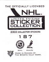 2003-04 Sports Vault NHL Stickers #187 Rob Blake Back