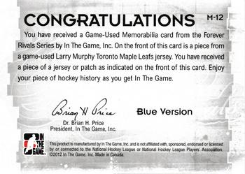 2012-13 In The Game Forever Rivals - Game Used Jerseys Blue/Red #M-12 Larry Murphy Back