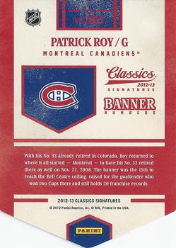 2012-13 Panini Classics Signatures - Banner Numbers #EN5 Patrick Roy Back