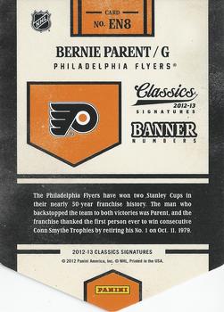 2012-13 Panini Classics Signatures - Banner Numbers #EN8 Bernie Parent Back
