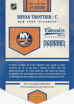 2012-13 Panini Classics Signatures - Banner Numbers #EN50 Bryan Trottier Back