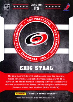 2012-13 Score - The Franchise #F5 Eric Staal Back
