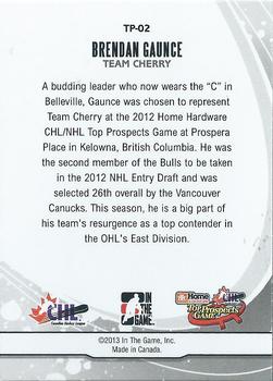 2012-13 In The Game Heroes and Prospects - Top Prospects #TP-02 Brendan Gaunce Back