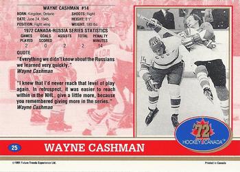 1991-92 Future Trends Canada ’72 #25 Wayne Cashman Back
