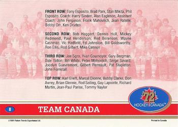 1991-92 Future Trends Canada ’72 #8 Team Canada Back