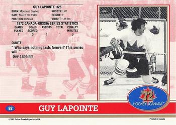 1991-92 Future Trends Canada ’72 #92 Guy Lapointe Back