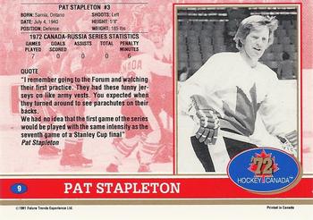 1991-92 Future Trends Canada ’72 #9 Pat Stapleton Back