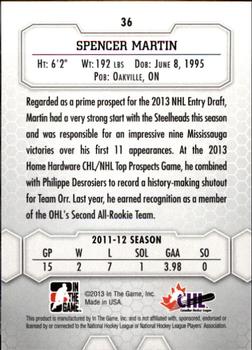 2012-13 In The Game Between The Pipes #36 Spencer Martin Back
