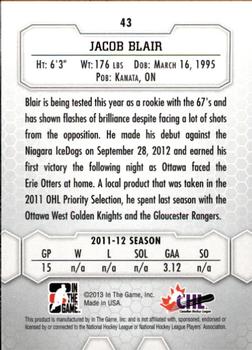 2012-13 In The Game Between The Pipes #43 Jacob Blair Back