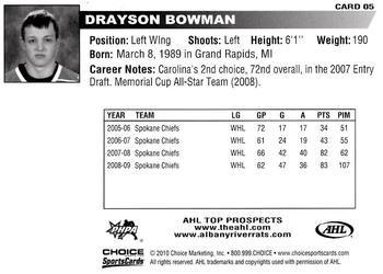 2009-10 Choice AHL Top Prospects #5 Drayson Bowman Back