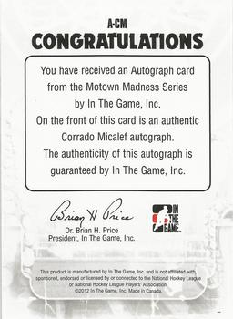 2012-13 In The Game Motown Madness - Autographs #A-CM Corrado Micalef Back