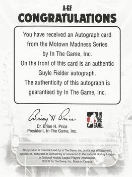 2012-13 In The Game Motown Madness - Autographs #A-GF Guyle Fielder Back