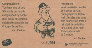 1994-95 Parkhurst Tall Boys 1964-65 - Autographs #A-3 Bobby Hull Back