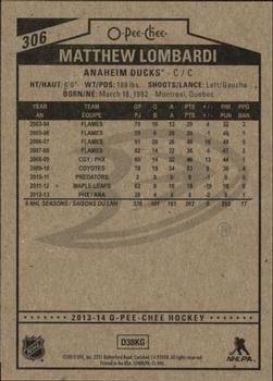 2013-14 O-Pee-Chee #306 Matthew Lombardi Back