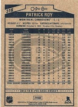2013-14 O-Pee-Chee #318 Patrick Roy Back