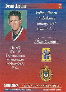 1997-98 Regina Pats (WHL) Police #7 Dean Arsene Back