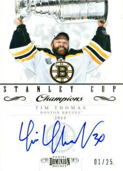 2011-12 Panini Dominion - Stanley Cup Championship Signatures #1 Tim Thomas Front