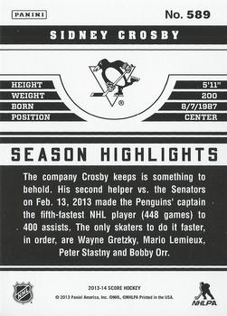 2013-14 Score #589 Sidney Crosby Back