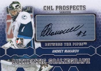2012-13 In The Game Between The Pipes - Authentic Goaliegraphs #A-AM Andrey Makarov Front