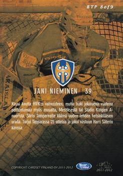 2011-12 Cardset Finland - Between The Pipes #BTP8 Jani Nieminen Back