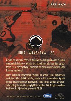 2011-12 Cardset Finland - Between The Pipes #BTP9 Juha Järvenpää Back