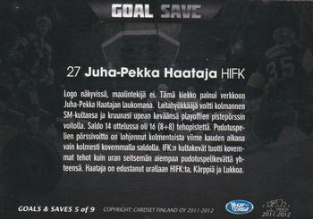 2011-12 Cardset Finland - Goals and Saves #G&S5 Juha-Pekka Haataja Back
